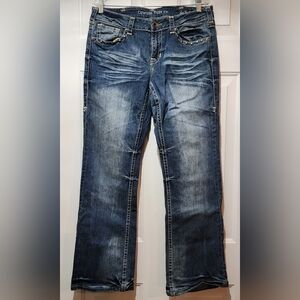 Cowgirl Tuff Women's Denim Blue Jeans 31x31 Boot Cut - "Let Er Buck"